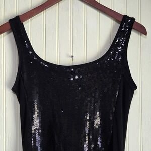 Joseph‎ Ribkoff Dress Womens 4 Black Sequin Sleeveless Scoop Neck Knee Length